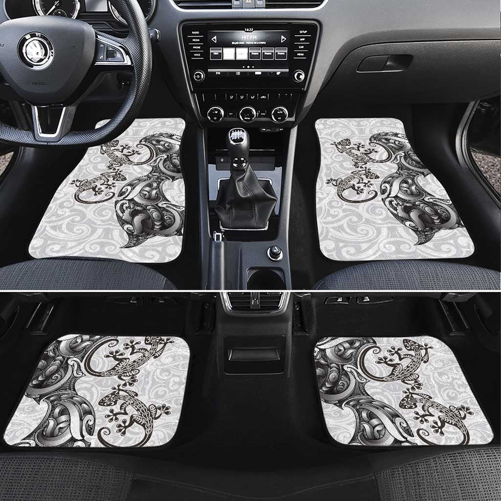 New Zealand Gecko Maori Art Tattoo Car Mats White Color LT03 Set 4pcs White - Polynesian Pride