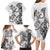 New Zealand Gecko Maori Art Tattoo Family Matching Long Sleeve Bodycon Dress and Hawaiian Shirt White Color