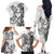 New Zealand Gecko Maori Art Tattoo Family Matching Off The Shoulder Long Sleeve Dress and Hawaiian Shirt White Color