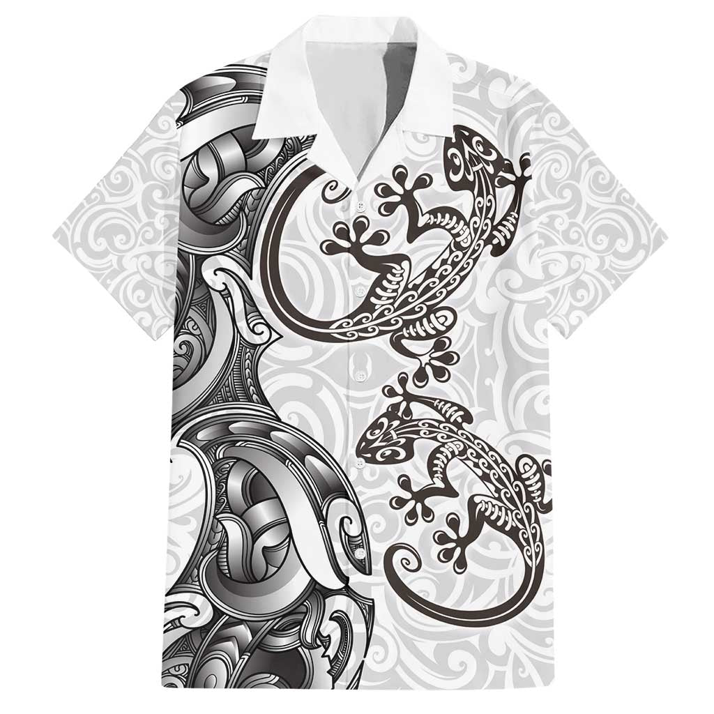 New Zealand Gecko Maori Art Tattoo Hawaiian Shirt White Color LT03 White - Polynesian Pride