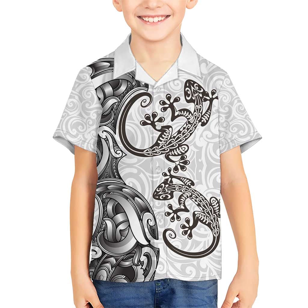 New Zealand Gecko Maori Art Tattoo Hawaiian Shirt White Color