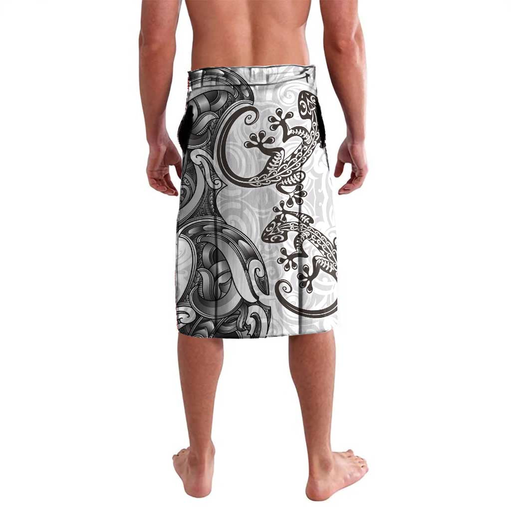 New Zealand Gecko Maori Art Tattoo Lavalava White Color LT03 - Polynesian Pride