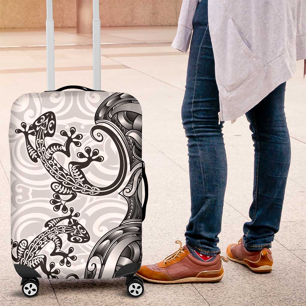 New Zealand Gecko Maori Art Tattoo Luggage Cover White Color