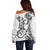 New Zealand Gecko Maori Art Tattoo Off Shoulder Sweater White Color