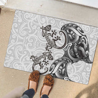 New Zealand Gecko Maori Art Tattoo Rubber Doormat White Color LT03 - Polynesian Pride