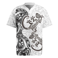 New Zealand Gecko Maori Art Tattoo Rugby Jersey White Color