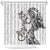 New Zealand Gecko Maori Art Tattoo Shower Curtain White Color