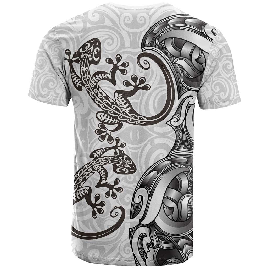 New Zealand Gecko Maori Art Tattoo T Shirt White Color LT03 - Polynesian Pride