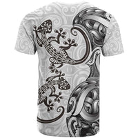 New Zealand Gecko Maori Art Tattoo T Shirt White Color LT03 - Polynesian Pride