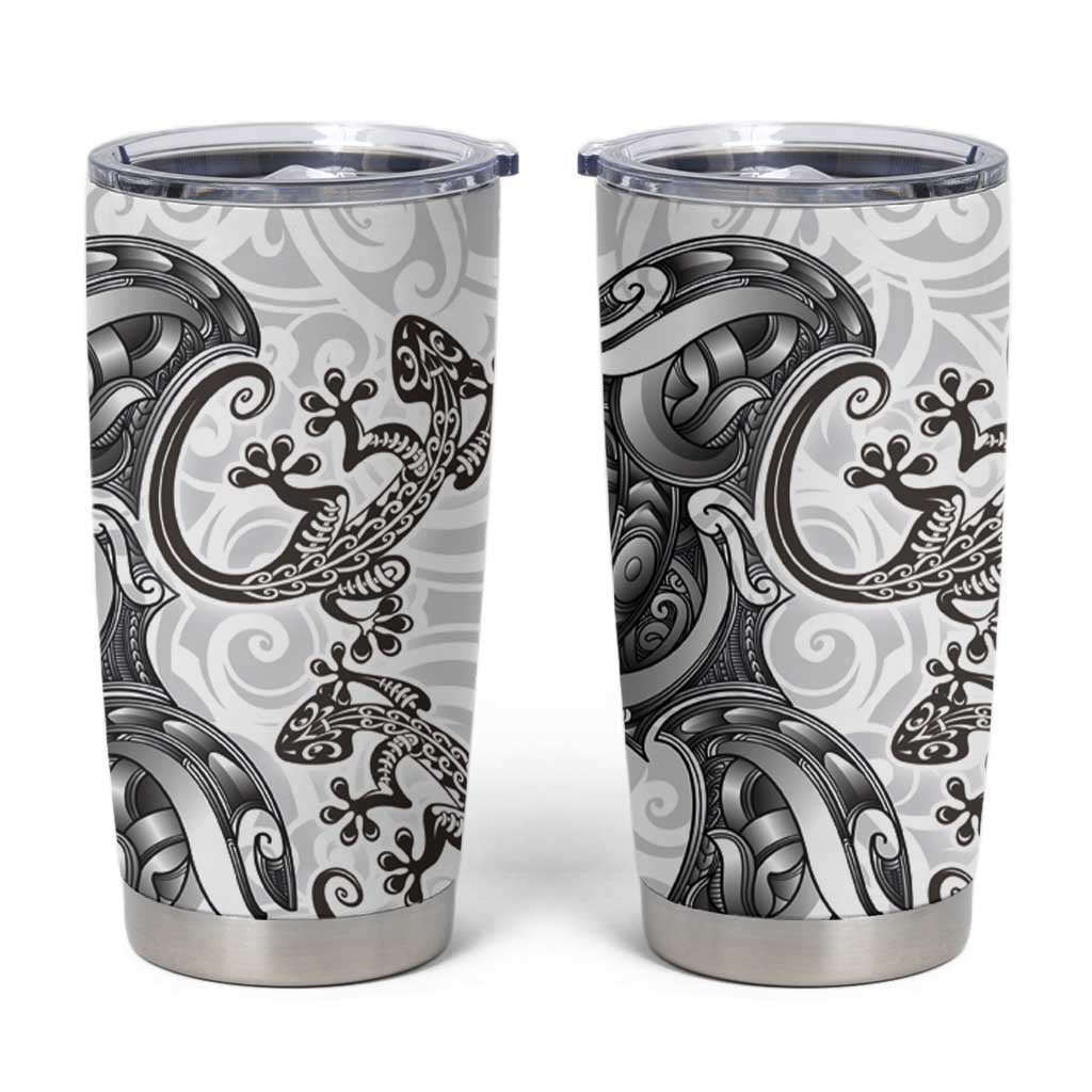 New Zealand Gecko Maori Art Tattoo Tumbler Cup White Color LT03 White - Polynesian Pride