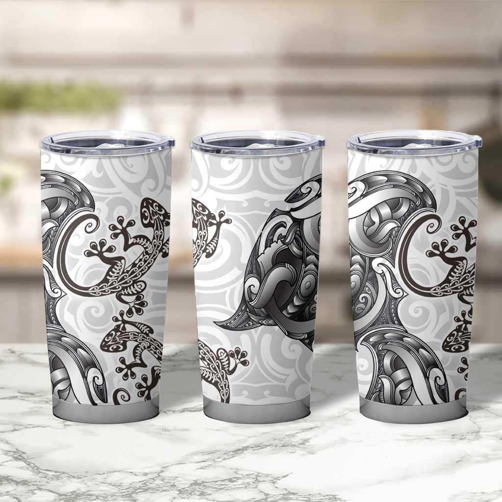 New Zealand Gecko Maori Art Tattoo Tumbler Cup White Color LT03 - Polynesian Pride