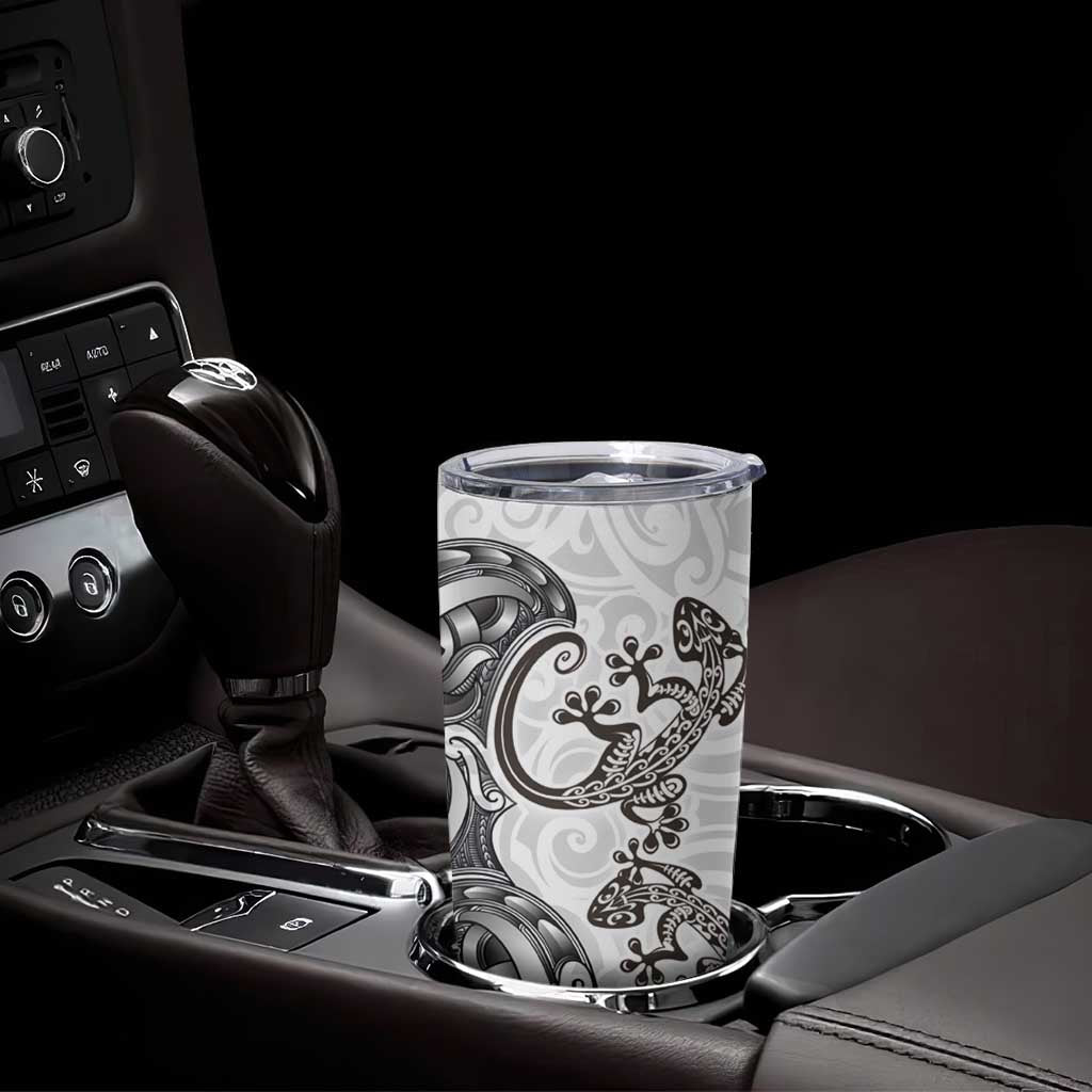 New Zealand Gecko Maori Art Tattoo Tumbler Cup White Color LT03 - Polynesian Pride