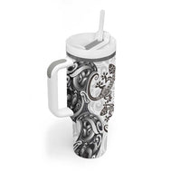 New Zealand Gecko Maori Art Tattoo Tumbler With Handle White Color LT03 - Polynesian Pride