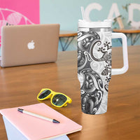 New Zealand Gecko Maori Art Tattoo Tumbler With Handle White Color LT03 - Polynesian Pride