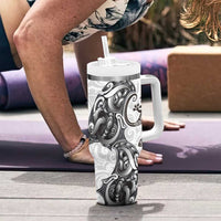 New Zealand Gecko Maori Art Tattoo Tumbler With Handle White Color LT03 - Polynesian Pride