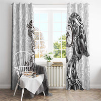 New Zealand Gecko Maori Art Tattoo Window Curtain White Color LT03 - Polynesian Pride