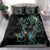 New Zealand Gecko Maori Art Tattoo Bedding Set Silver Fern and Paua Shell Mode