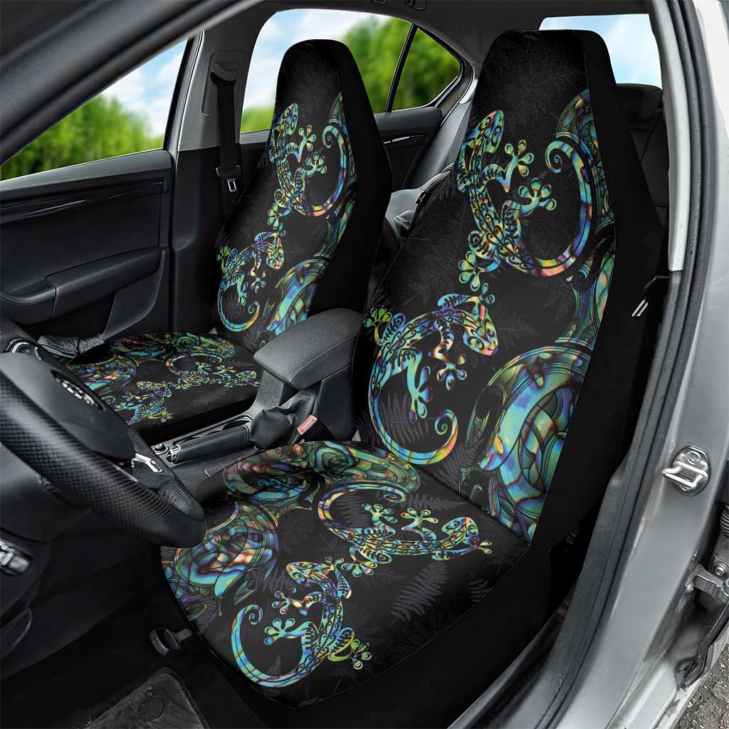 New Zealand Gecko Maori Art Tattoo Car Seat Cover Silver Fern and Paua Shell Mode