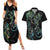 New Zealand Gecko Maori Art Tattoo Couples Matching Summer Maxi Dress and Hawaiian Shirt Silver Fern and Paua Shell Mode