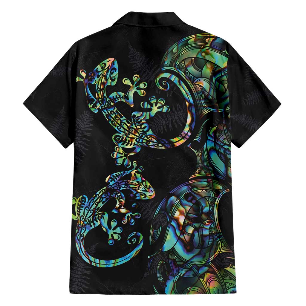 New Zealand Gecko Maori Art Tattoo Hawaiian Shirt Silver Fern and Paua Shell Mode LT03 - Polynesian Pride
