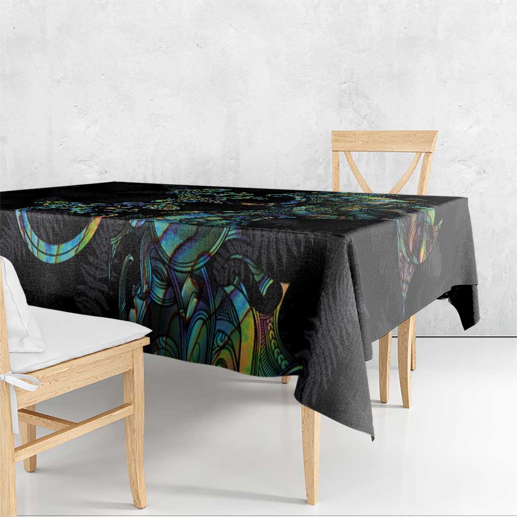 New Zealand Gecko Maori Art Tattoo Tablecloth Silver Fern and Paua Shell Mode LT03 - Polynesian Pride