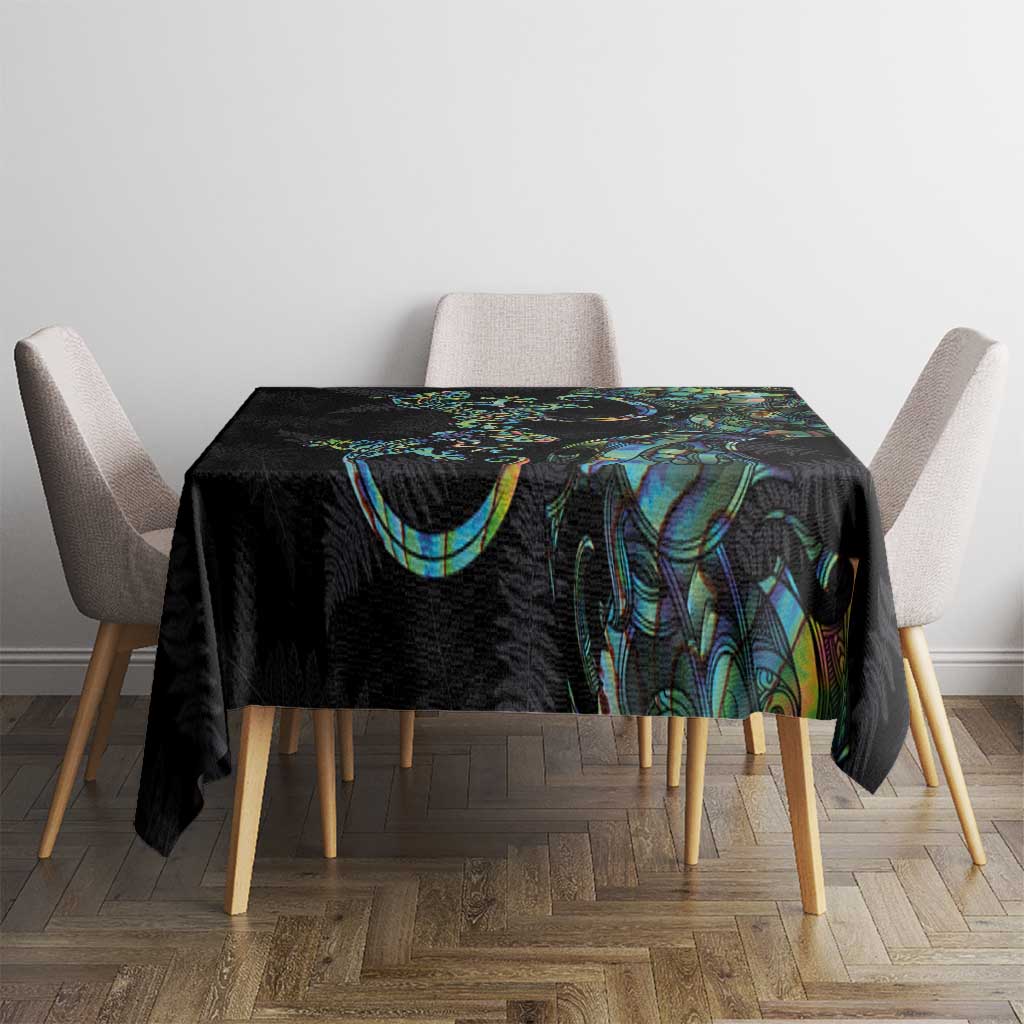 New Zealand Gecko Maori Art Tattoo Tablecloth Silver Fern and Paua Shell Mode LT03 - Polynesian Pride