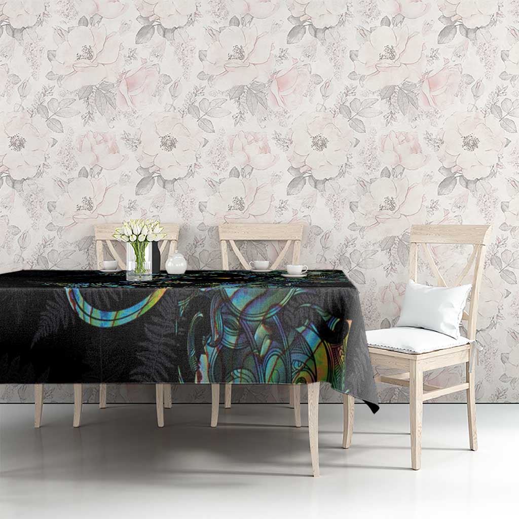 New Zealand Gecko Maori Art Tattoo Tablecloth Silver Fern and Paua Shell Mode LT03 - Polynesian Pride