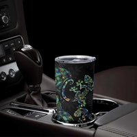 New Zealand Gecko Maori Art Tattoo Tumbler Cup Paua Shell Mode with Silver Fern Pattern LT03 - Polynesian Pride