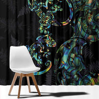 New Zealand Gecko Maori Art Tattoo Window Curtain Silver Fern and Paua Shell Mode LT03 - Polynesian Pride