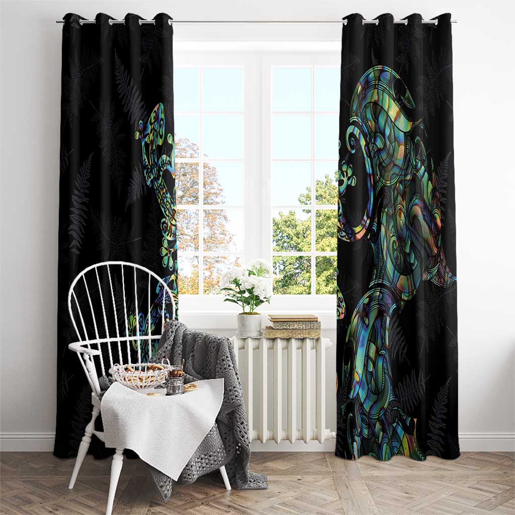 New Zealand Gecko Maori Art Tattoo Window Curtain Silver Fern and Paua Shell Mode LT03 - Polynesian Pride