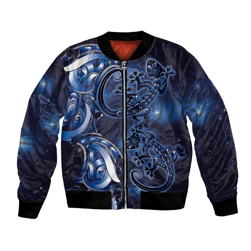 New Zealand Gecko Maori Art Tattoo Bomber Jacket Matariki Mode