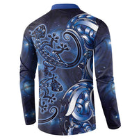 New Zealand Gecko Maori Art Tattoo Button Sweatshirt Matariki Mode