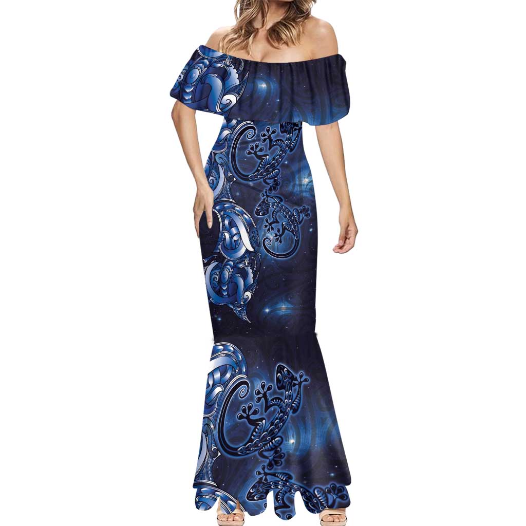 New Zealand Gecko Maori Art Tattoo Mermaid Dress Matariki Mode