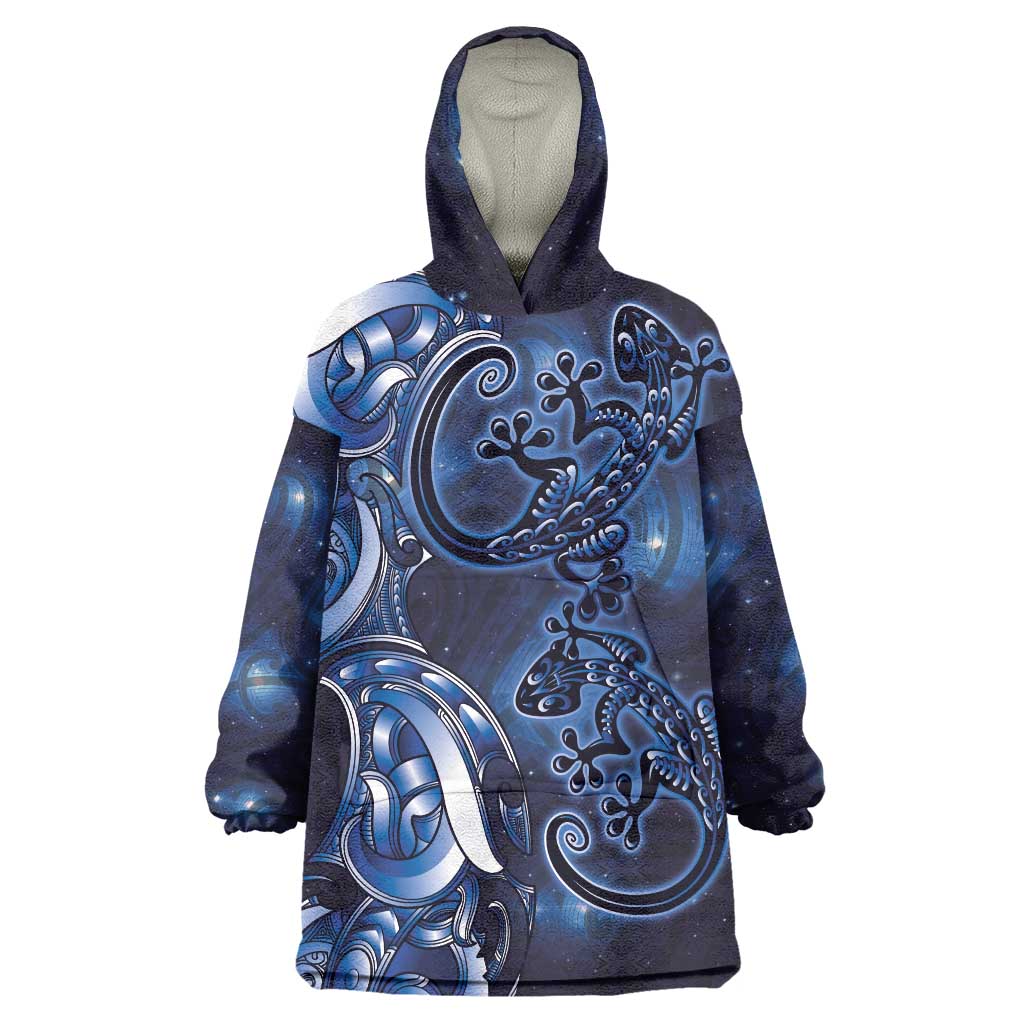 New Zealand Gecko Maori Art Tattoo Wearable Blanket Hoodie Matariki Mode