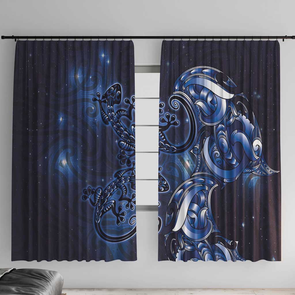 New Zealand Gecko Maori Art Tattoo Window Curtain Matariki Mode