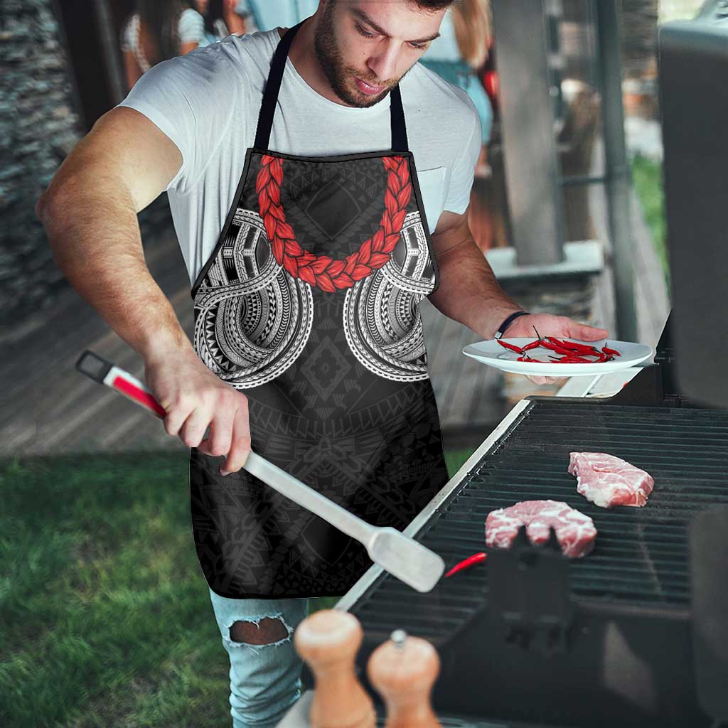 Samoan Traditional Art Tattoos Apron Tatau Tribal Motifs with Ula Fala Black - Polynesian Pride