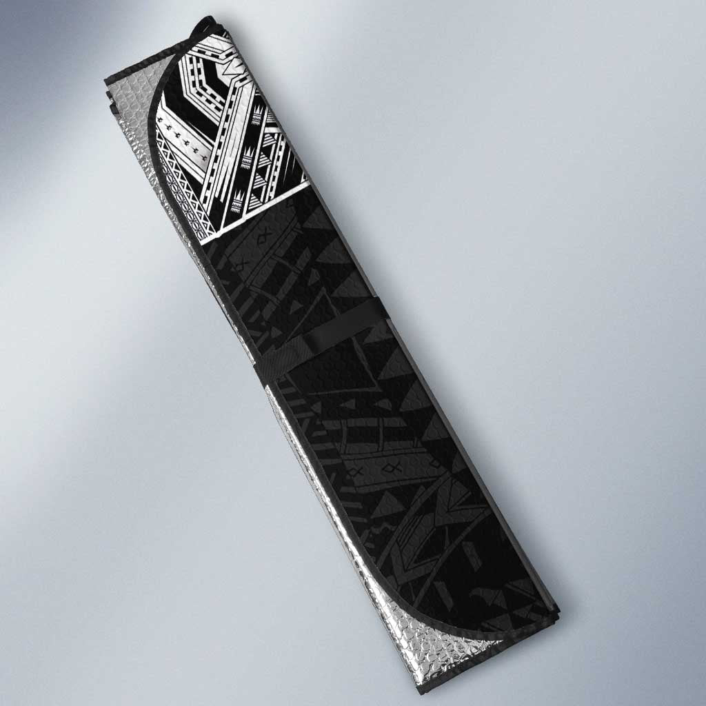 Samoan Traditional Art Tattoos Auto Sun Shade Tatau Tribal Motifs with Ula Fala Black - Polynesian Pride