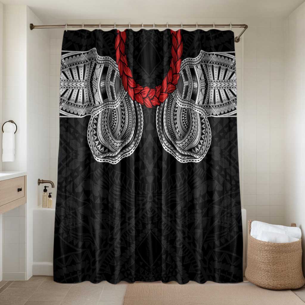 Samoan Traditional Art Tattoos Bathroom Set Tatau Tribal Motifs with Ula Fala Black - Polynesian Pride