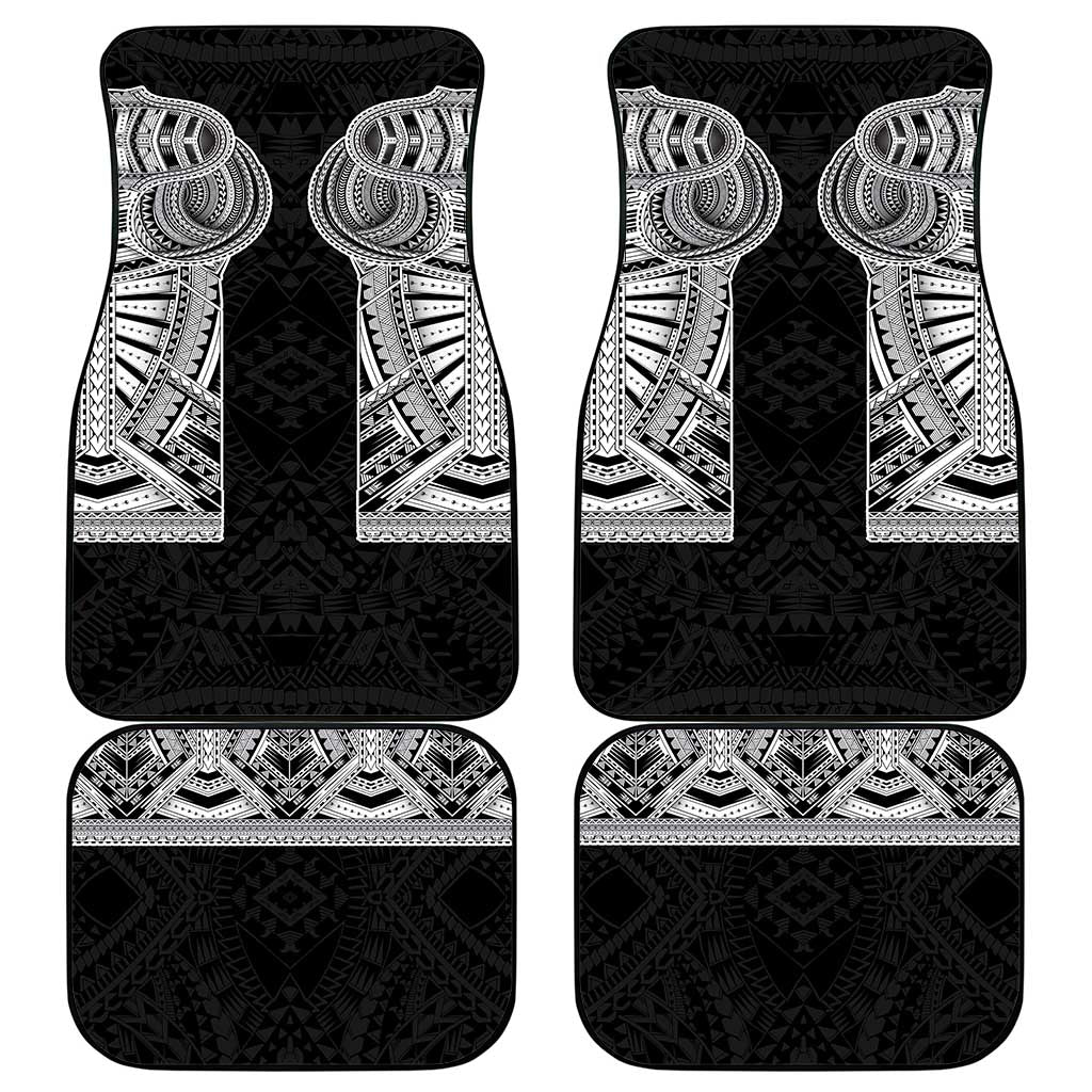Samoan Traditional Art Tattoos Car Mats Tatau Tribal Motifs with Ula Fala Black - Polynesian Pride