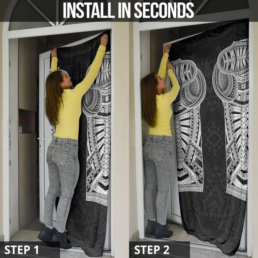 Samoan Traditional Art Tattoos Door Cover Tatau Tribal Motifs with Ula Fala Black - Polynesian Pride