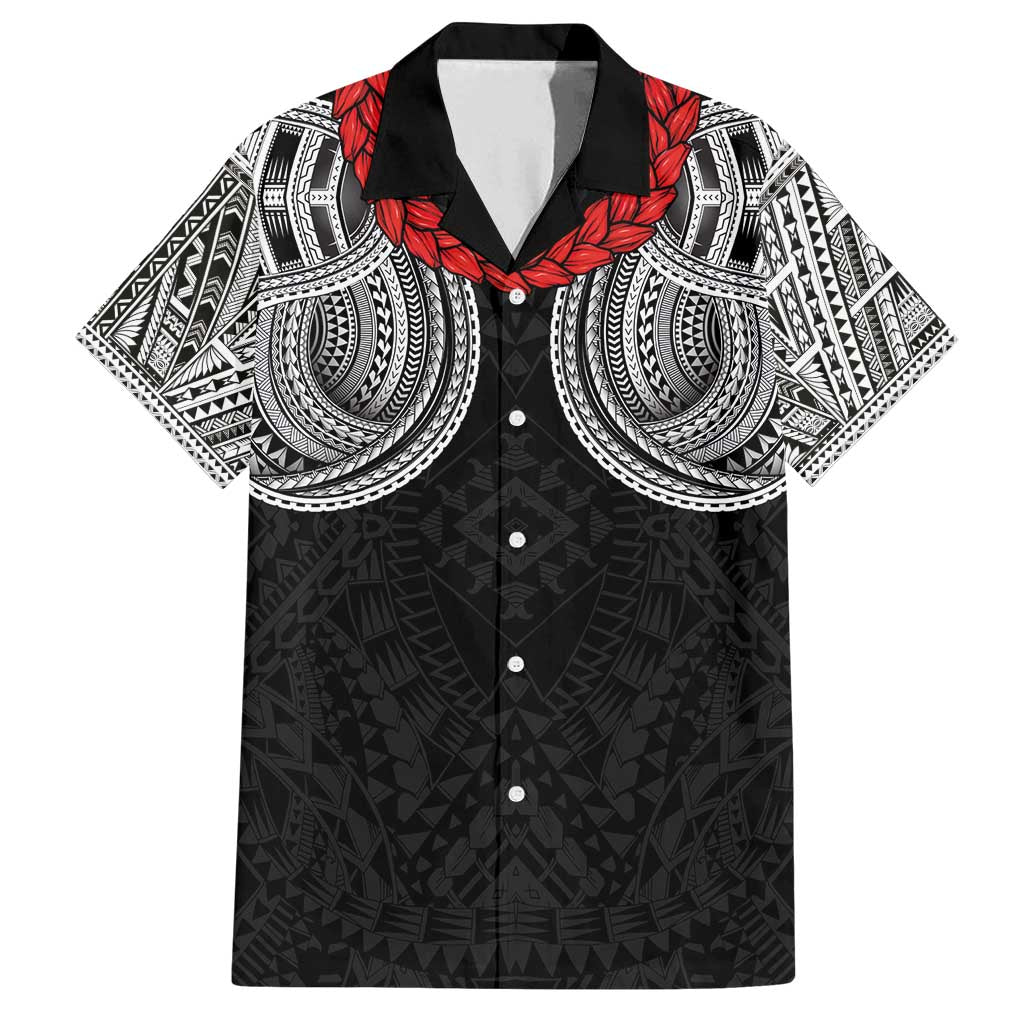 Samoan Traditional Art Tattoos Family Matching Summer Maxi Dress and Hawaiian Shirt Tatau Tribal Motifs with Ula Fala Black - Polynesian Pride