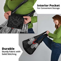 Samoan Traditional Art Tattoos Grocery Bag Tatau Tribal Motifs with Ula Fala Black - Polynesian Pride