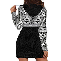 Samoan Traditional Art Tattoos Hoodie Dress Tatau Tribal Motifs with Ula Fala Black - Polynesian Pride
