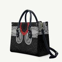 Samoan Traditional Art Tattoos Leather Bag Tatau Tribal Motifs with Ula Fala Black - Polynesian Pride