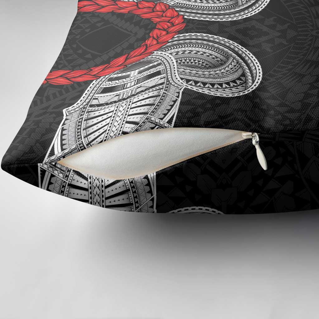 Samoan Traditional Art Tattoos Pillow Cover Tatau Tribal Motifs with Ula Fala Black - Polynesian Pride