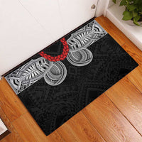 Samoan Traditional Art Tattoos Rubber Doormat Tatau Tribal Motifs with Ula Fala Black - Polynesian Pride