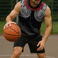 Samoan Traditional Art Tattoos Sleeveless Hoodie Tatau Tribal Motifs with Ula Fala Black - Polynesian Pride