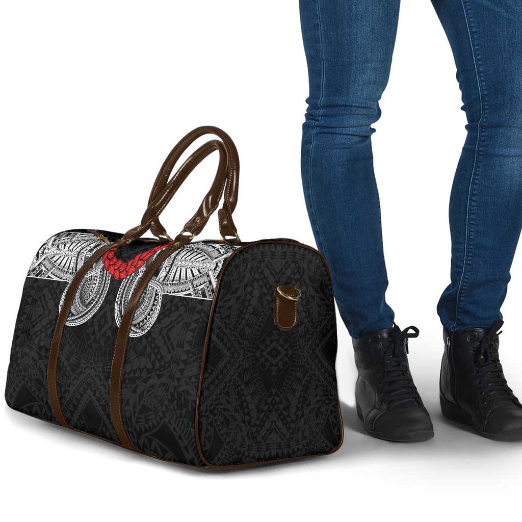 Samoan Traditional Art Tattoos Travel Bag Tatau Tribal Motifs with Ula Fala Black - Polynesian Pride