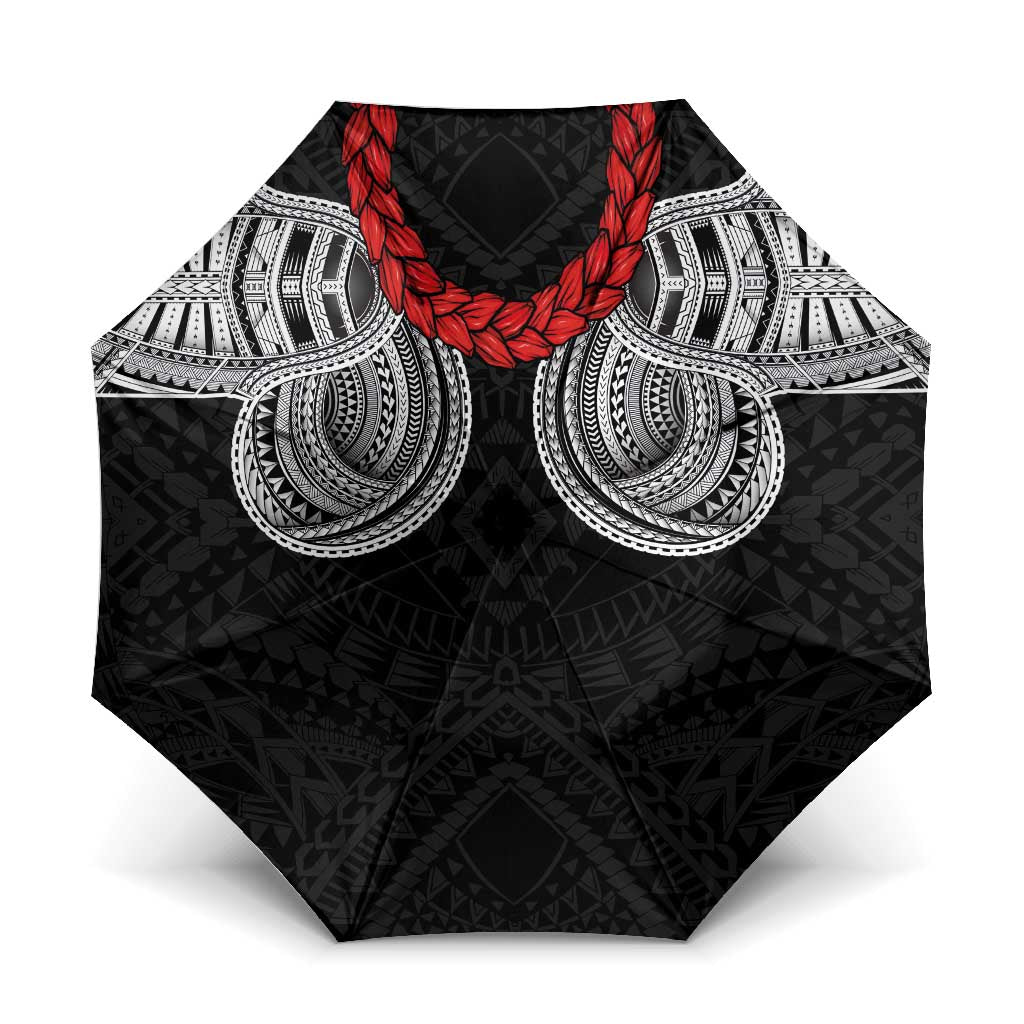 Samoan Traditional Art Tattoos Umbrella Tatau Tribal Motifs with Ula Fala Black - Polynesian Pride