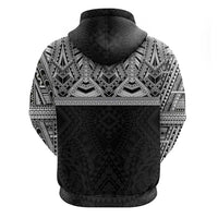 Samoan Traditional Art Tattoos Zip Hoodie Tatau Tribal Motifs with Ula Fala Black - Polynesian Pride